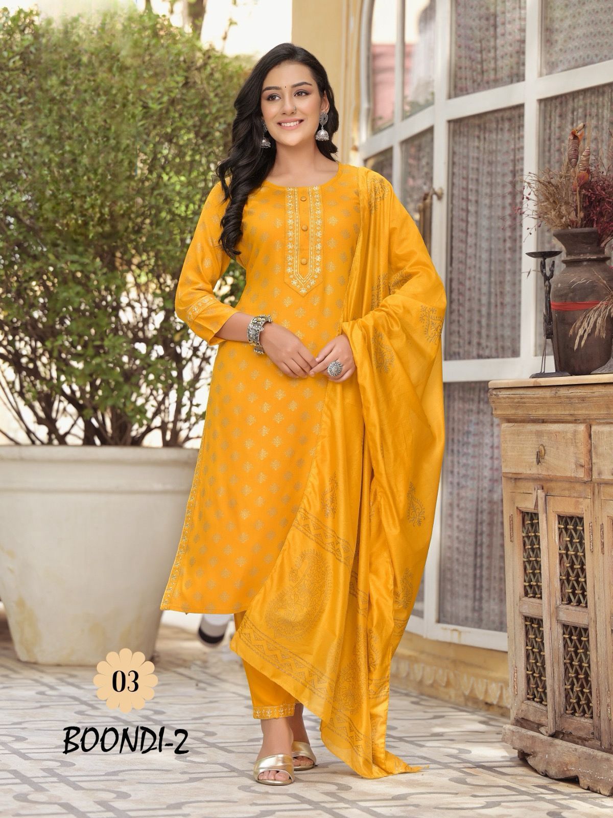 Boondi 2 By Kiya Rayon Printed Kurti With Bottom Dupatta Catalog